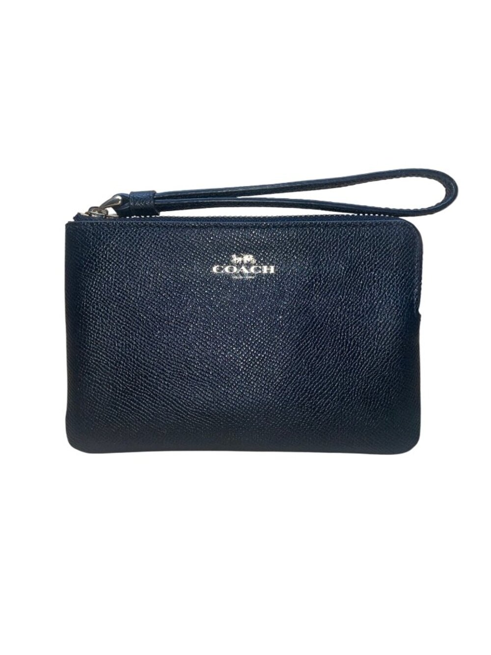 Coach Women’s Black Leather Wristlet Zipper Closure Compact Interior Pocket